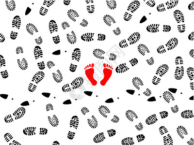 脚印插图身份打印邮票靴子赤脚脚步声烙印痕迹踪迹图片
