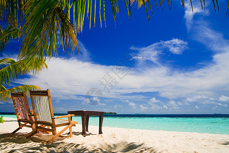 热带天堂的放松旅行海浪假期边缘海岸线阳伞棕榈太阳风景游客图片