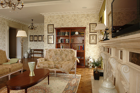 起居室内风格电视楼梯木质装饰扶手栏杆灰色沙发地毯图片