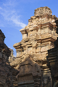 柬埔寨Bakong寺雕刻宗教雕塑砂岩世界寺庙八孔收获文化废墟图片