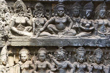 柬埔寨麻风王时期论坛收获高棉语雕刻遗产建筑物岩石建筑学宗教病人雕像图片