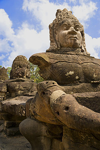 柬埔寨吴哥通南门纪念碑废墟宽慰佛教徒建筑收获宗教遗产王国雕塑图片