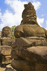 柬埔寨吴哥通南门遗产世界纪念碑面孔雕塑崇拜王国宗教寺庙雕像图片