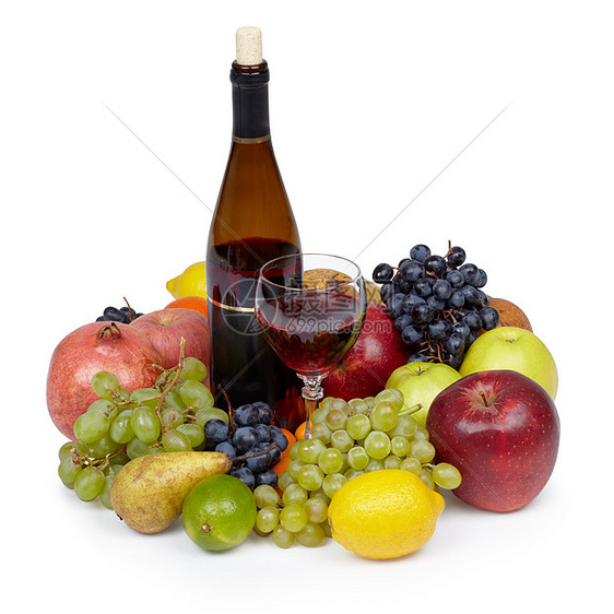 各种水果和葡萄酒的死活图片