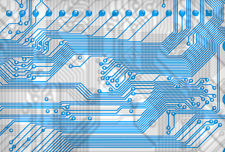 蓝色抽象电路板在高科技轮环上的背景图片
