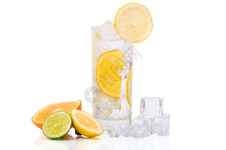 清冰饮料水果茶点器皿苏打白色液体酒吧玻璃橙子图片