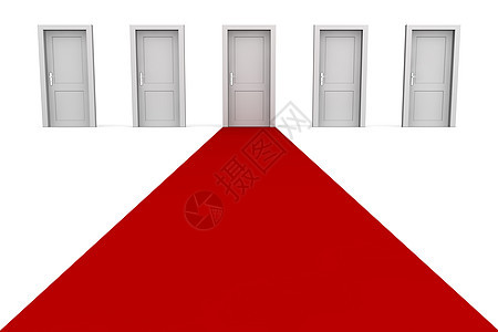 五扇门和一个红地毯 - 灰色图片
