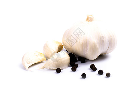 咖喱香料大蒜和黑胡椒黄色生活辣度营养香料黑色食物芳香白色水果背景