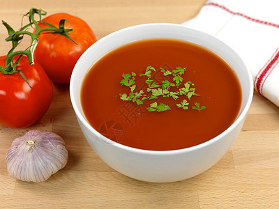 番茄汤温暖食物草药小路午餐香料活力厨房餐厅白色图片