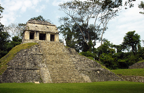 墨西哥帕伦克历史性地标丛林旅行石头宗教建筑学金字塔寺庙建筑图片
