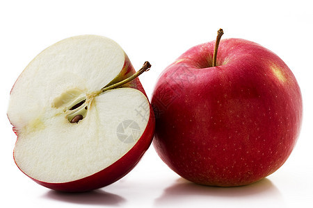 红苹果半种子饮食水果宏观活力白色食物红色图片