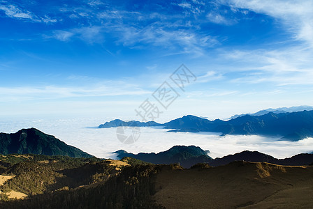 云像高山的海和瀑布环境太阳地平线天空农村兴趣场地荒野晴天旅行图片