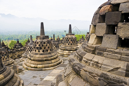 印度尼西亚博罗布杜尔寺庙纪念碑建筑建筑物王国世界废墟建筑学砂岩雕刻遗迹图片