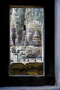 柬埔寨Bayon寺佛像考古学收获旅行建筑物面孔帝国旅游王国宽慰世界图片