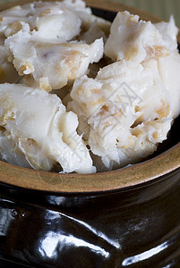 猪油宏观石器白色陶瓷洋葱熏肉食物润滑脂图片