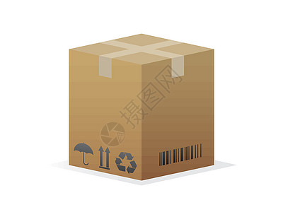 纸盒插图船运回收贮存盒子白色礼物纸板棕色商业图片