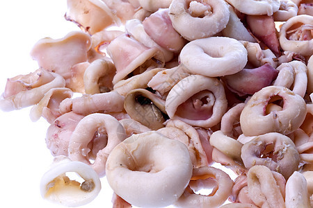 孤立的新鲜鱿鱼环午餐触手戒指海鲜食物乌贼营养海洋宏观美食图片