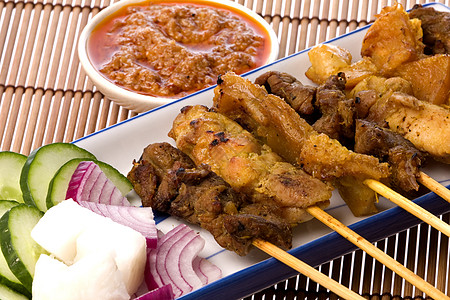 马来西亚 Satay家禽马来语食物辣椒羊肉传统午餐肉类文化遗产图片
