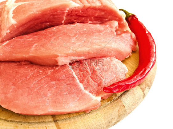 肉类和蔬菜猪肉食物营养胡椒倾斜鱼片辣椒腰部牛扒木板图片