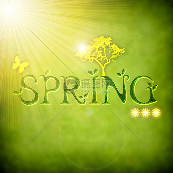 附有春季元素的背景图示(带有春季元素)图片