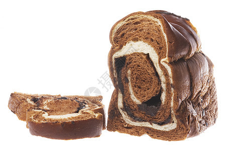 巧克力面包切片隔离早餐午餐粮食食物面粉硬皮燕麦白色面包师谷物图片
