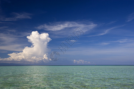 开放海和云蓝色海洋情调天气海景多云海岸热带天堂波浪背景图片