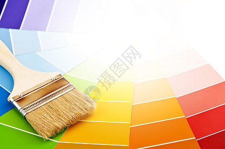 用彩卡刷画笔刷子画家装饰样品工具建造房子调色板装潢彩虹图片