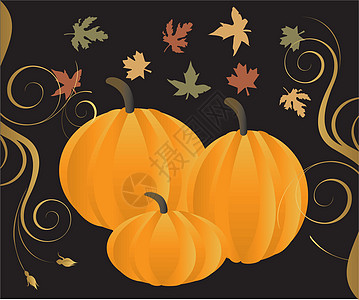 秋季2蔬菜橙子海报收成剪贴画卡片艺术棕色树叶花朵图片