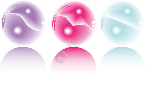 三个意大利面的幻想场反射圆圈玻璃紫色粉色圆形辉光蓝色白色艺术图片