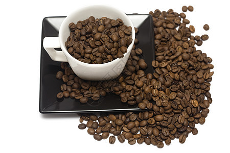 咖啡薄泡咖啡杯子咖啡店盘子液体种子粮食棕色白色陶瓷图片