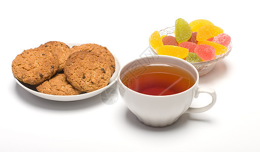 茶 饼干和水果糖图片