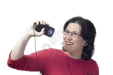 妇女技术 MP3音乐黑发乐趣人声女性音乐播放器工作室皮肤腰部冒充享受图片