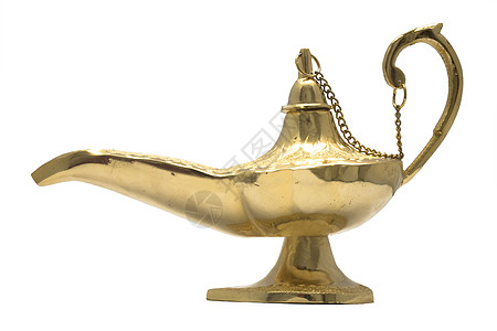金魔法灯古董黄铜白色金子精灵运气金属背景图片