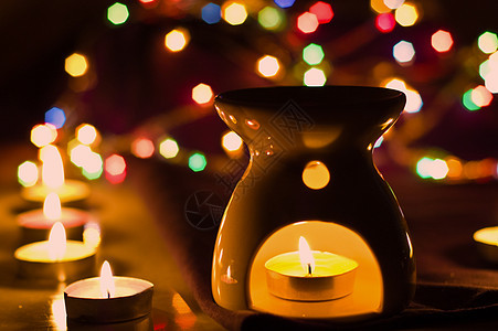 阿罗马灯芳香蜡烛背景治疗温泉冥想疗法香味橙子背景图片