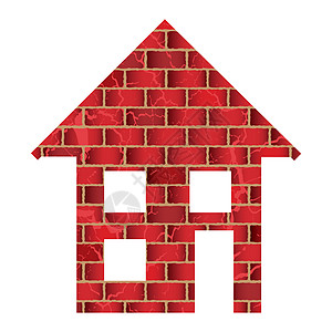 红砖房阴影墙纸红色水泥建筑窗户插图长方形房子石工高清图片