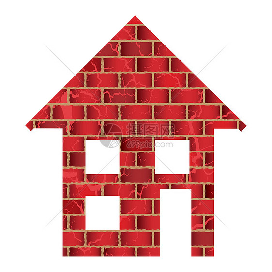 红砖房阴影墙纸红色水泥建筑窗户插图长方形房子石工图片