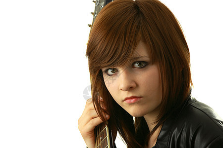 摇滚女孩配吉他女士女性音乐岩石吉他手青少年玩家星星演员青年图片