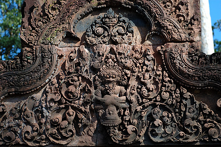 柬埔寨的曼达帕雕刻纪念碑废墟历史性地标衰变寺庙建筑学阳光古董神社图片