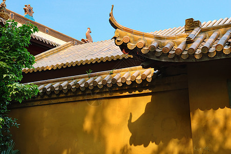 中国神庙的建筑结构信仰文化历史性雕刻寺庙宗教建筑学黄色遗产图片