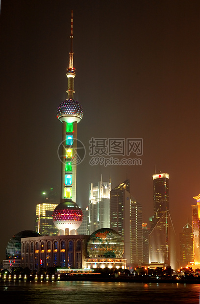 夜里上海浦东全景图片