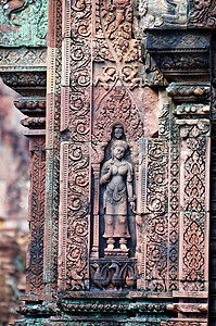 柬埔寨曼达帕雕刻雕像岩石废墟衰变纪念碑古董寺庙阳光遗迹文明艺术图片