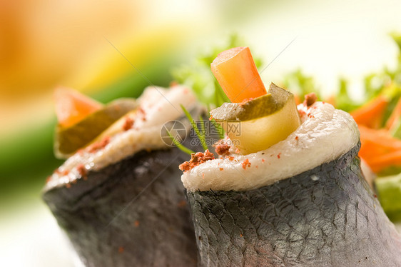 的子星环茴香食品烹饪鱼片鲱鱼绿色营养食物熟食菜餐图片