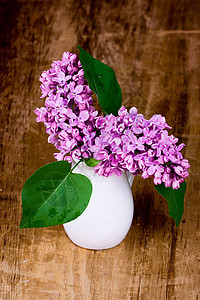 花环开花花束叶子陶瓷白色花朵花瓶制品木头花瓣绿色图片