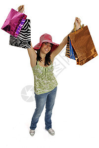 快乐的购物妇女店铺销售成人配件高跟鞋女性脚跟购物者销售量白色图片