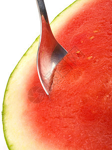 新鲜西瓜 特写白色背景热带营养种子果汁红色食物小吃甜点饮食绿色图片
