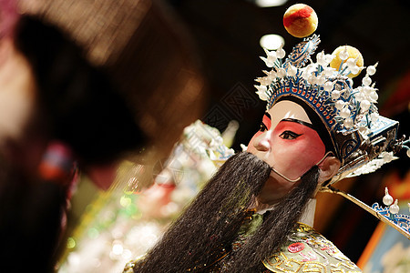 中国歌剧木偶传统窗帘化妆品翅膀服饰文化演员戏剧男人蓝色图片