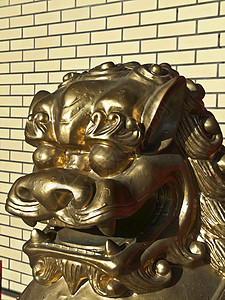 中国狮子力量金子警卫运气装饰品艺术传统建筑学财富寺庙图片
