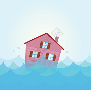 自然灾害 房屋洪涝     水下的家庭洪水图片