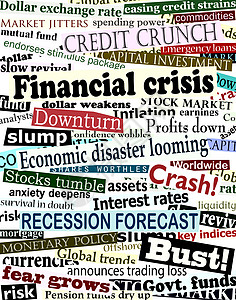 金融危机头条标题灾难新闻碰撞插图剪贴簿危机信用经济学经济市场图片