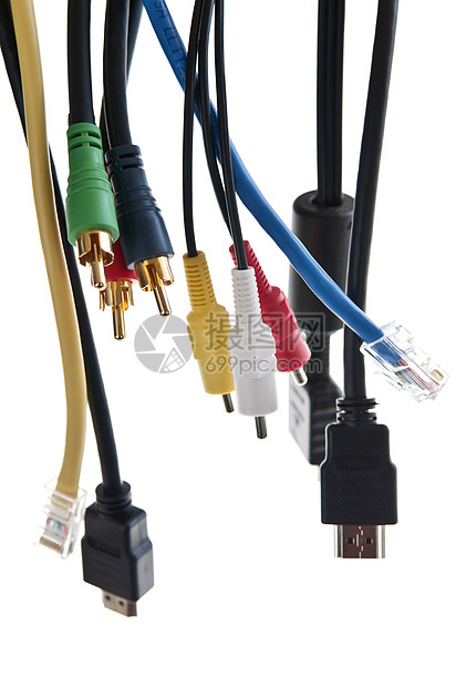 电线网络黑色电缆红色金子白色视频硬件技术绿色图片
